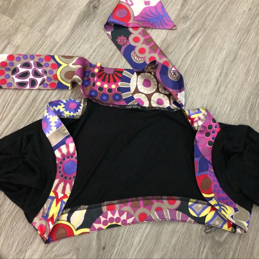 France| Purple Shades Printed Satin 3 Pieces Suit - Picture 5 of 10